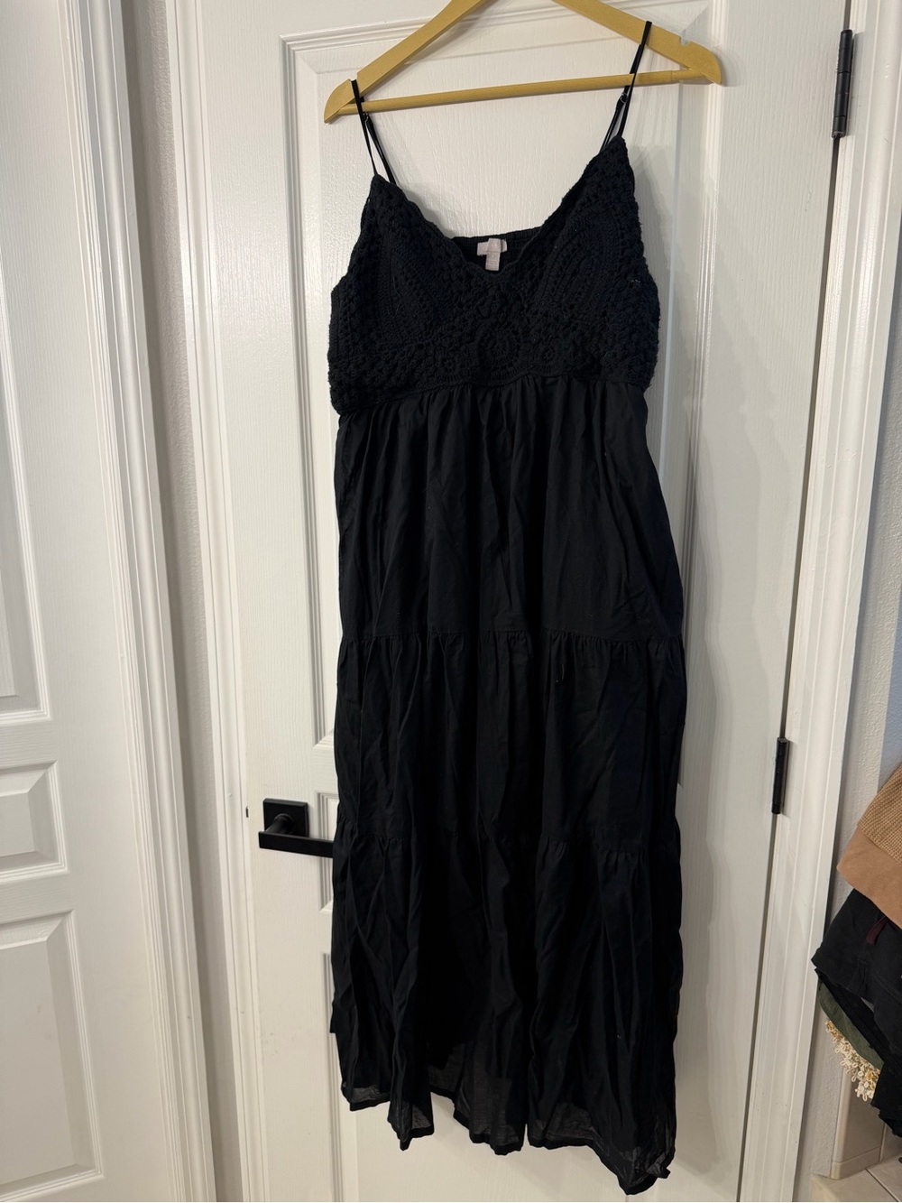 Black Crochet Bodice Maxi Dress -  Women